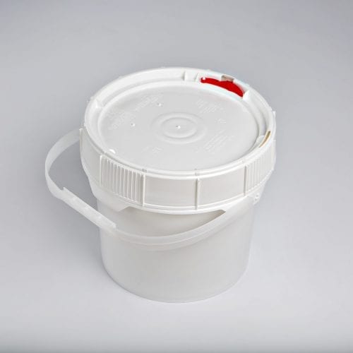 2.5 Gallon White Plastic Pail w/Plastic Handle, Threaded Opening, Lite  Latch, UN Rated